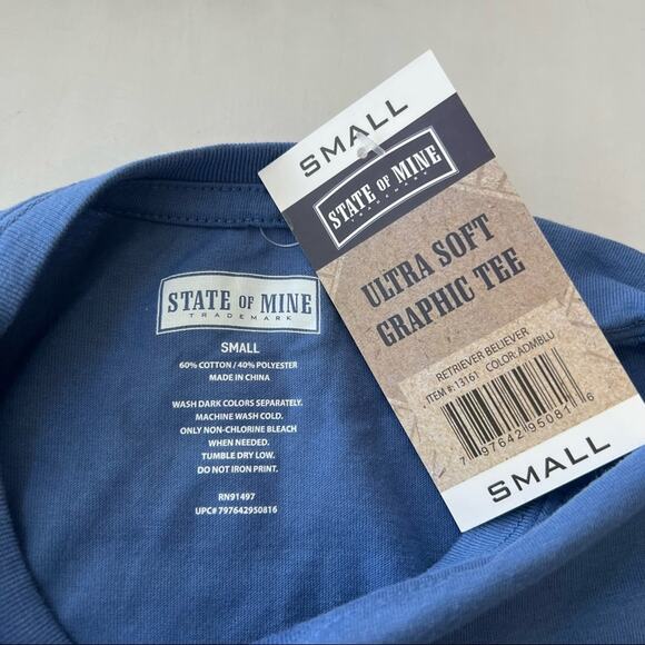 NEW State of Mine Men’s Don’t Stop Retrieving Blue Short Sleeve Graphic T Shirt - Picture 8 of 8
